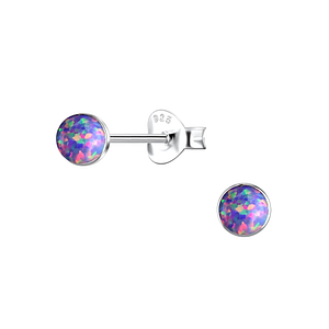 4mm Round Opal Silver Stud Earrings24402