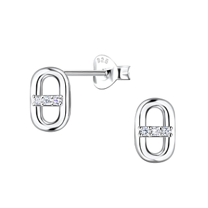 Silver Oval Stud Earrings24084