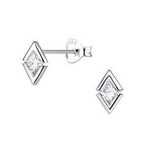 Silver Diamond Shaped Stud Earrings24087