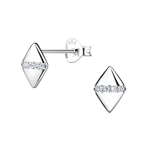Silver Diamond Shaped Stud Earrings24088