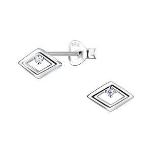 Silver Diamond Shaped Stud Earrings24090