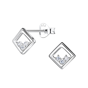 Silver Square Stud Earrings24091