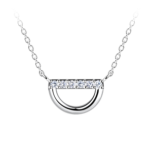 Silver Semi Circle Necklace 24147