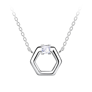 Silver Hexagon Necklace24149