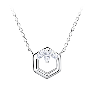 Silver Hexagon Necklace24151
