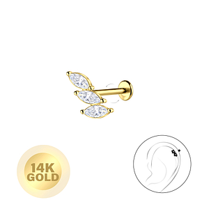 14K Solid Gold - Geometric Labret with 3mm Disc24679