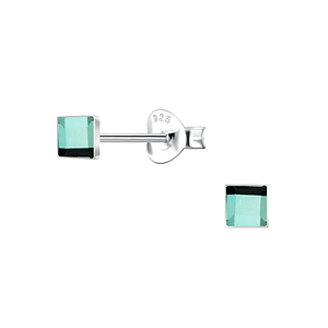 3mm Square Glass Silver Stud Earrings24726
