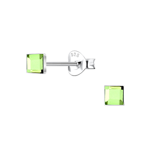 3mm Square Glass Silver Stud Earrings24726