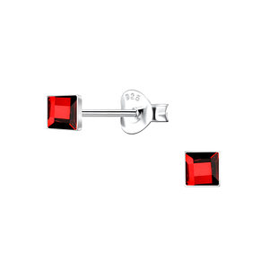 3mm Square Glass Silver Stud Earrings24726