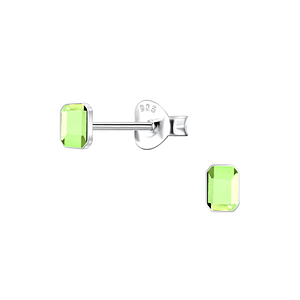 2.5x4mm Rectangle Cushion Crystal Silver Stud Earrings24729
