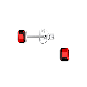 2.5x4mm Rectangle Cushion Glass Silver Stud Earrings24729