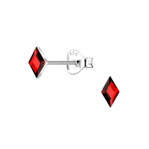 3x5mm Diamond Shaped Glass Silver Stud Earrings24731