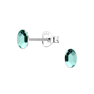 3x5mm Oval Crystal Silver Stud Earrings24733