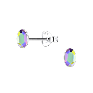 3x5mm Oval Crystal Silver Stud Earrings24733