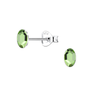 3x5mm Oval Crystal Silver Stud Earrings24733