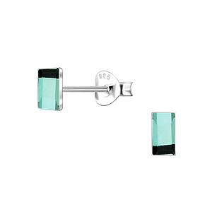 2x5mm Rectangle Crystal Silver Stud Earrings24734