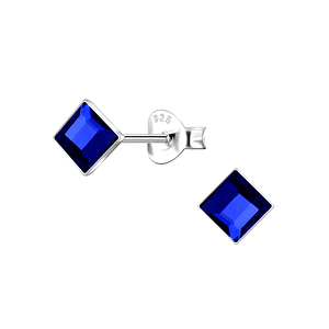 4mm Square Glass Silver Stud Earrings24735