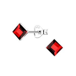 4mm Square Glass Silver Stud Earrings24735