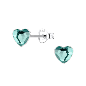 6mm Heart Crystal Silver Stud Earrings24737
