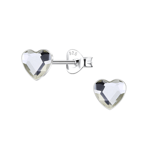 6mm Heart Crystal Silver Stud Earrings24737