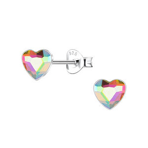 6mm Heart Crystal Silver Stud Earrings24737