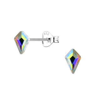 4x6mm Kite Shaped Crystal Silver Stud Earrings24738