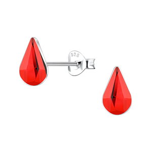 5x8mm Teardrop Glass Silver Stud Earrings 24739