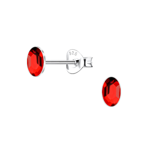 3x5mm Oval Crystal Silver Stud Earrings24733