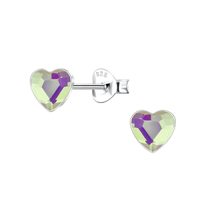 6mm Heart Crystal Silver Stud Earrings24737