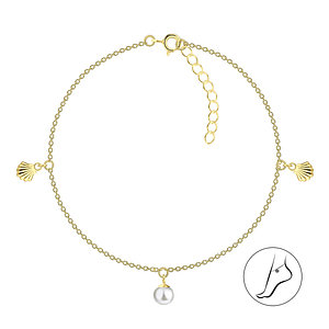 Silver Shell Anklet with 6mm Pearl25146