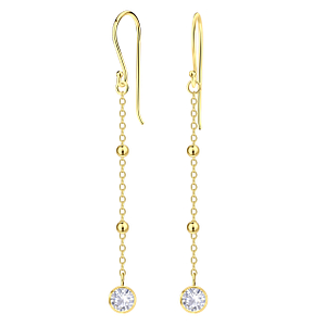 Silver Satellite Chain with Single Stone Earrings25136