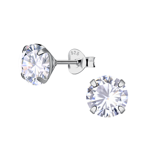 7mm Round Cubic Zirconia Silver Stud Earrings24210