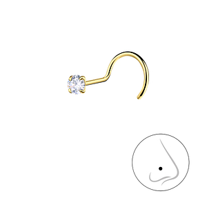 2.5mm Round Cubic Zirconia Silver Nose Spinner25178