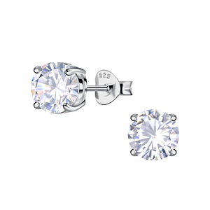 6.5mm Round Cubic Zirconia Silver Stud Earrings24051