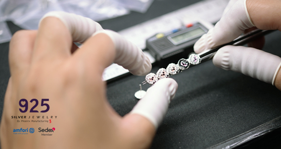 QC Process After Stone Setting Our Wholesale Silver Stud Earrings