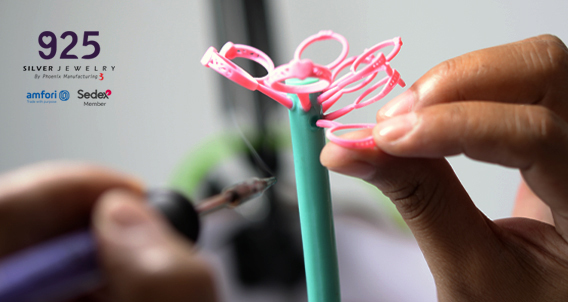 Staff Making A Wax Tree For Casting 925 Sterling Silver Jewelry