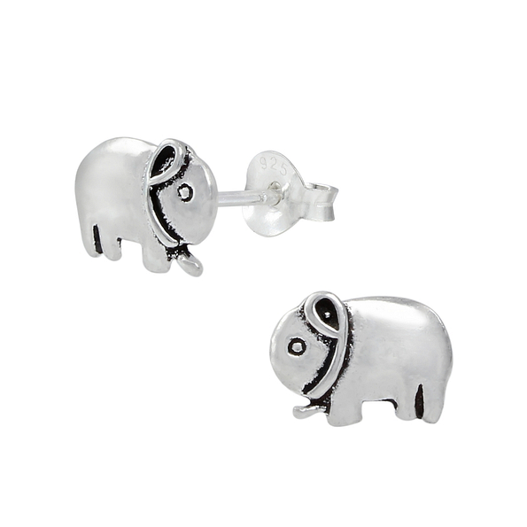Silver Elephant Stud Earrings - 1016