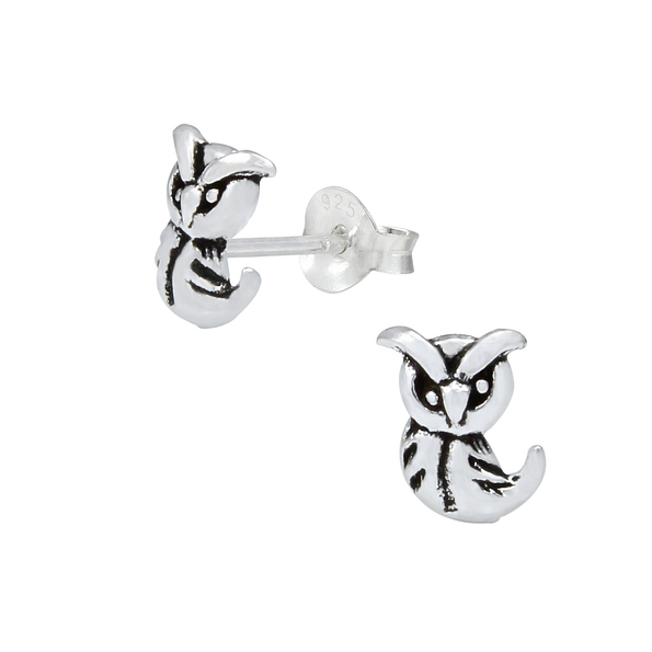 Silver Owl Stud Earrings - 1027 Silver Owl Stud Earrings - 1027