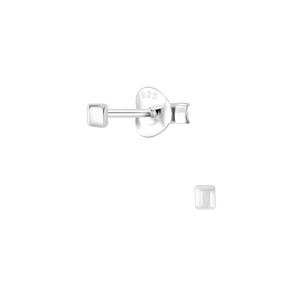 Silver Square Stud Earrings - 1059