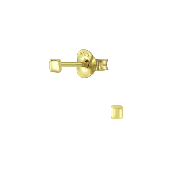 Silver Square Ear Studs - 4641