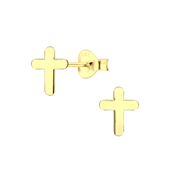 Silver Cross Ear Studs - 6852