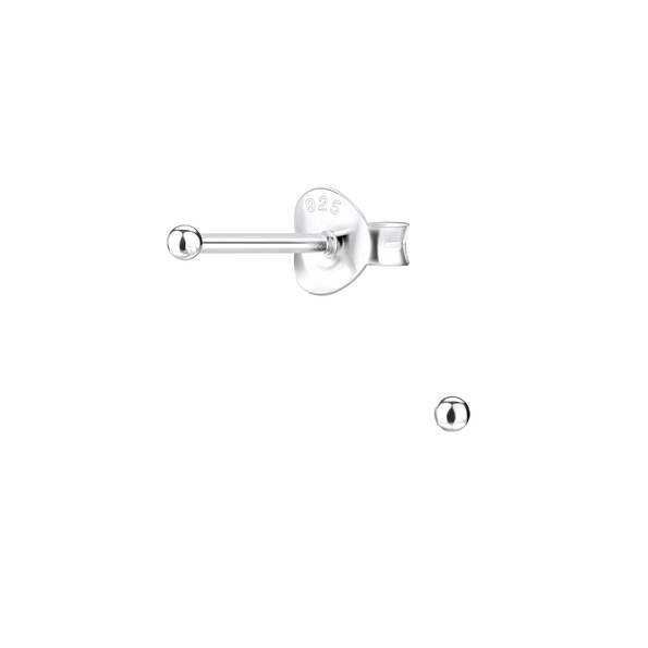 1.5mm Silver Ball Stud Earrings - 1140