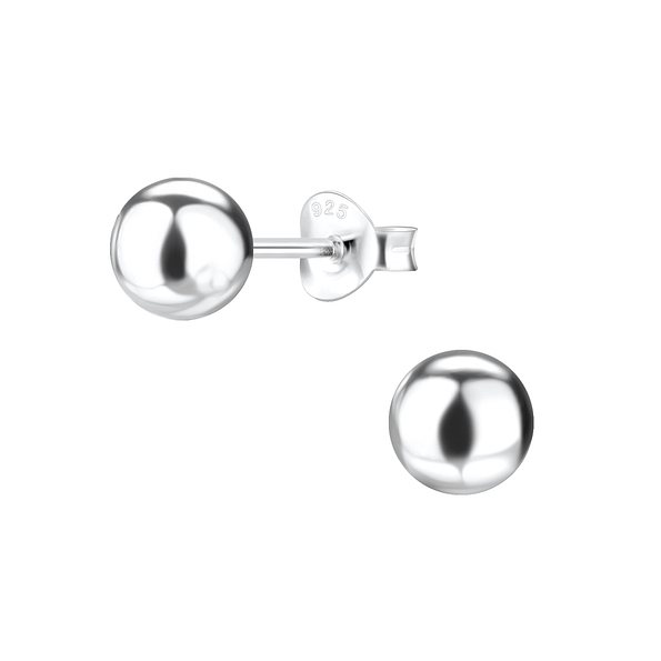 6mm Silver Ball Stud Earrings - 1732