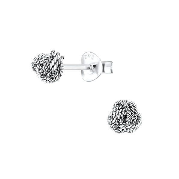 5mm Silver Knot Stud Earrings - 1123