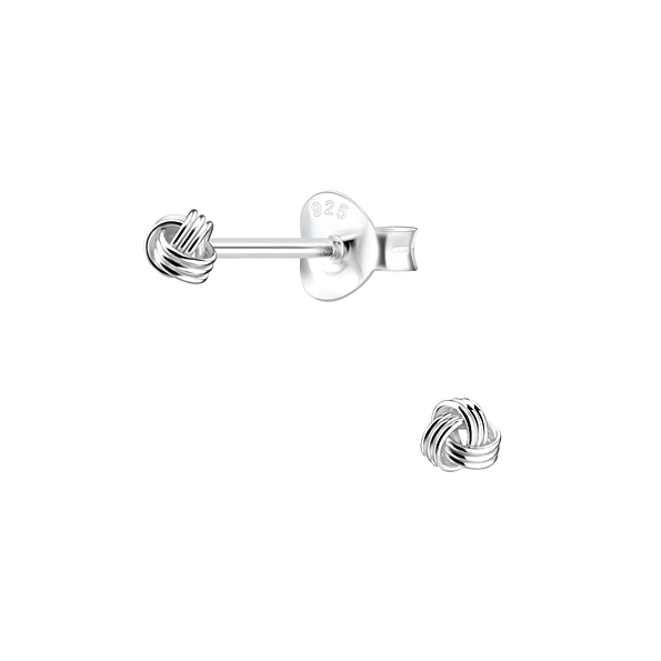 3mm Silver Knot Stud Earrings - 1178 3mm Silver Knot Stud Earrings - 1178