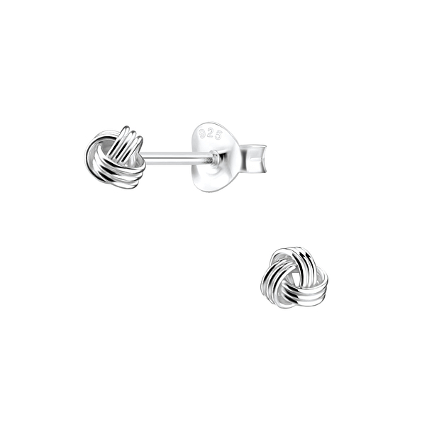 4mm Silver Knot Stud Earrings - 4876