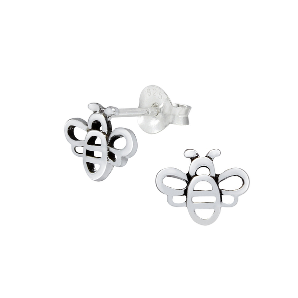 Silver Bee Stud Earrings - 1127