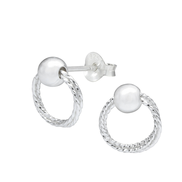 Silver Hanging Hoops Stud Earrings - 1148 Silver Hanging Hoops Stud Earrings - 1148