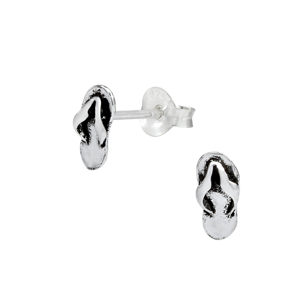 Silver Flip Flop Stud Earrings - 1150 Silver Flip Flop Stud Earrings - 1150