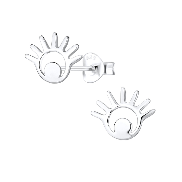 Silver Evil Eye Stud Earrings - 1113